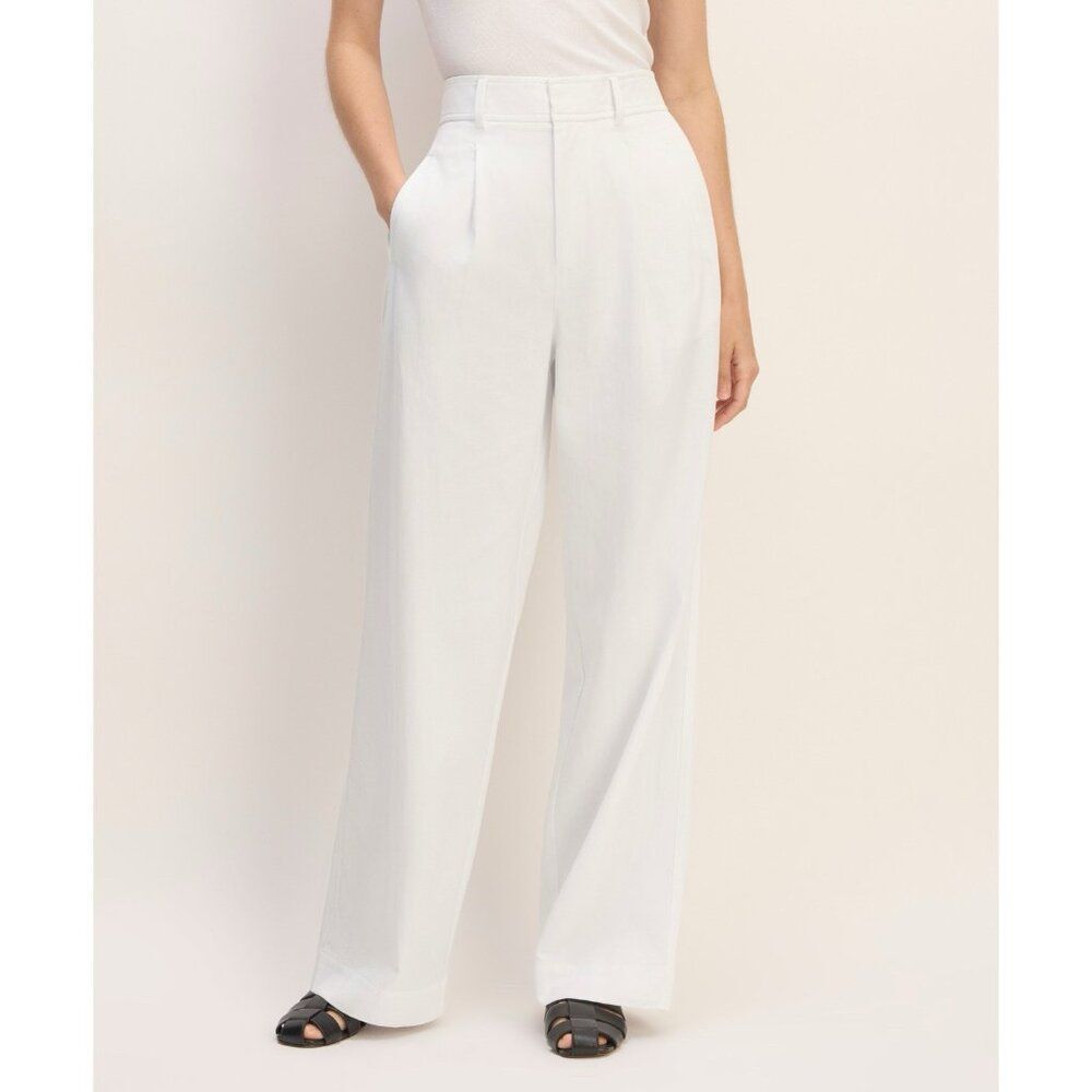 Everlane The Draper Pleated Pant in Buttersmooth White Womens Size 2 SHORT NWOT